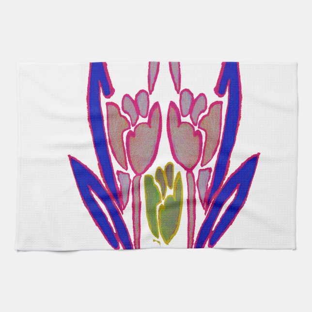 Elegante Rose Watercolor Kunst, Dichtung und Musik Geschirrtuch (Horizontal)