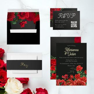 Elegante Rose Wedding Invitation Bly Band