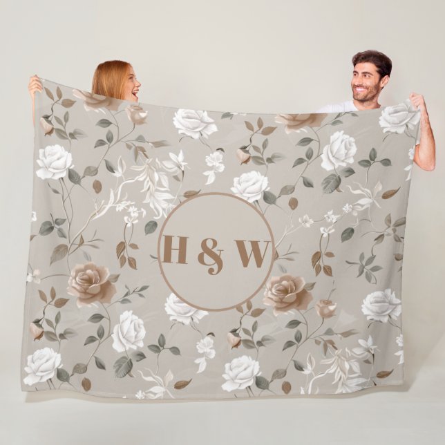 Elegante Rose & Weinmuster Fleece Blanket (Beispiel)