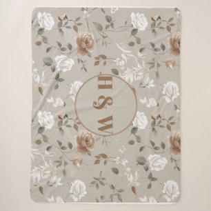 Elegante Rose & Weinmuster Sherpa Blanket Sherpadecke