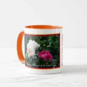 Elegante Rose zum dritten Hochzeitstag - Blume Tasse