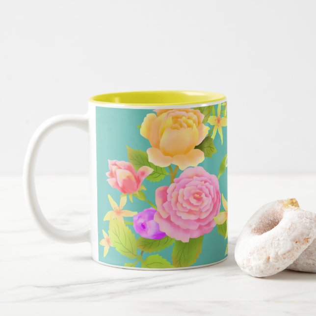 Elegante Rose Zweifarbige Tasse (Mit Donut)