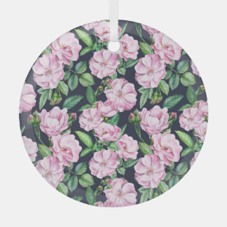 Elegante Rose Zweige Wasserfarbe Ornament Aus Glas
