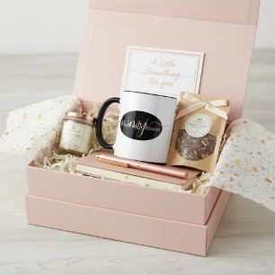 Elegante Roségold-Beschriftung auf Schwarz & Weiß Tasse
