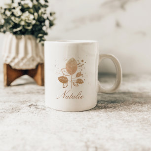 Elegante Roségold-Blumenmuster mit individuellem N Kaffeetasse