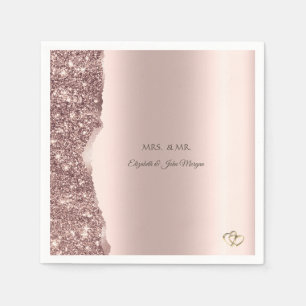 Elegante Roségold Glitter Gold Ringe Serviette
