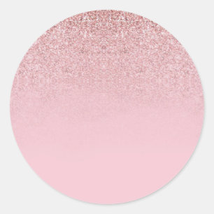 Elegante Roségold Glitter Leere Vorlage Text Hinzu Runder Aufkleber