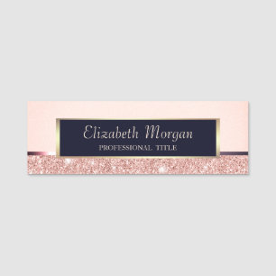 Elegante Roségold-Glitter-Streifen-Rosa Namensschild