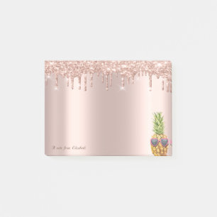 Elegante Roségold-Glitter-Tropfen Coole Ananas Post-it Klebezettel