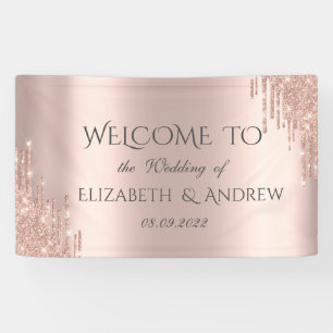 Elegante Roségold-Glittertropfen Banner