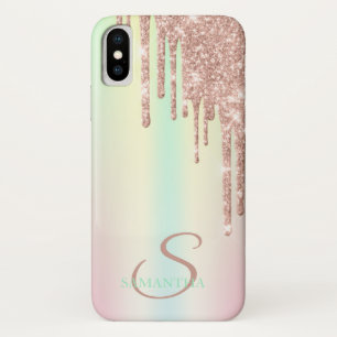 Elegante Roségold Glittertropfen Ombre Case-Mate iPhone Hülle