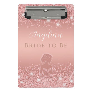 Elegante Roségold Luxus-Schimmer Brautparty Mini Klemmbrett