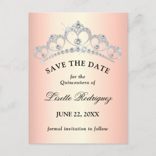 Elegante Roségold-Quinceanera-Save-the-Date-Karte Postkarte
