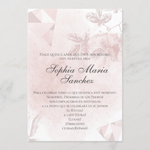 Elegante Roségold-Rosa-Floral-Spanisch-Redewendung Einladung