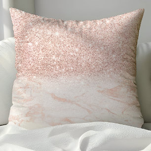 Elegante Roségold-Rosa-Marmor Kissen