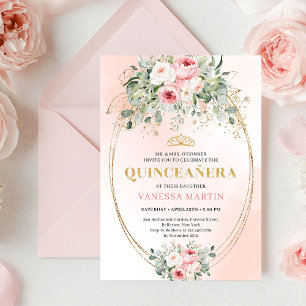 Elegante Roségold-Rouge-Boho-Quinceañera-Einladung Einladung