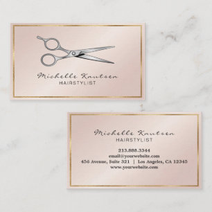 Elegante Roségold-Schere Hairstylist Visitenkarte