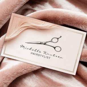Elegante Roségold-Schere Hairstylist Visitenkarte