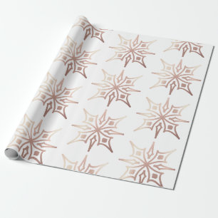 Elegante Roségold-Schneeflocken Weiße Weihnachtsge Geschenkpapier