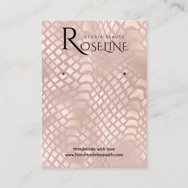 Elegante Rosegold Snake Print Display Card Visitenkarte (Vorderseite)