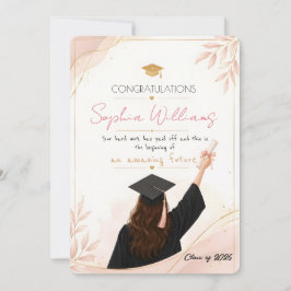 Elegante Roségold- und rosa Blumen-Abschlusskarte Dankeskarte