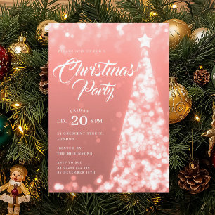 Elegante Roségold-Weihnachtsbaum-Weihnachtsfeier Einladung