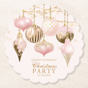 Elegante Roségold-Weihnachtsdekoration Weihnachtsf Untersetzer