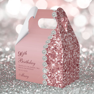 Elegante Roségoldene 90. Geburtstags Geschenkschachtel