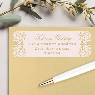 Elegante roségoldene Damast-Hochzeitsadresse