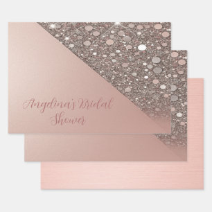 Elegante roségoldene Hochzeitsdusche Geschenkpapier Set