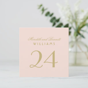 Elegante roségoldene Hochzeitstisch-Nummernkarte Einladung