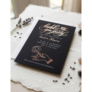 Elegante roségoldfolie-Hochzeit-Spa-Party-Einladun Folieneinladung