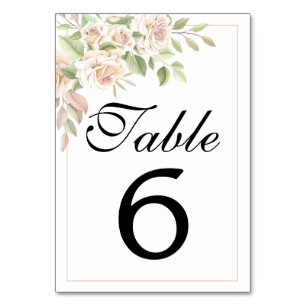 Elegante Rosen-Aquarell-Rosa-Floral-Hochzeit Tischnummer