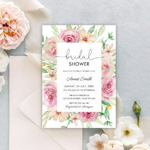 Elegante Rosen Brautparty Einladung