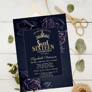 Elegante Rosen Dunkle Gothic Süße 16 Einladung