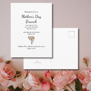 Elegante Rosen Floral Muttertags-Brunch Einladungspostkarte