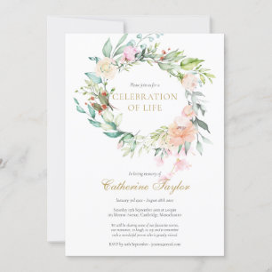 Elegante Rosen - Florale Lebensfeier Trauerfeier Einladung