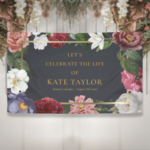 Elegante Rosen Florales Trauer Gedenkgottesdienst  Banner