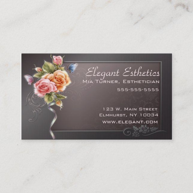 Elegante Rosen-Geschäfts-Karte Visitenkarte (Vorderseite)
