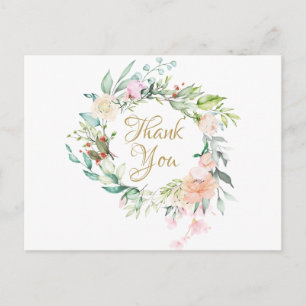 Elegante Rosen-Girlande Geschäft Danke Postkarte