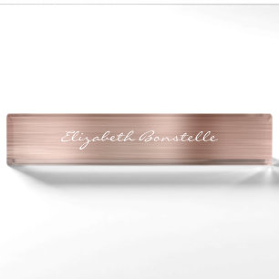 Elegante Rosen Gold Gebürstete Metallfolie Handsch Namensplakette