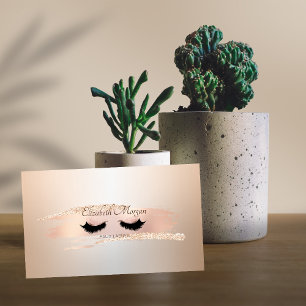 Elegante Rosen-Gold-Pinselstrich, Faux-Wimpern Mini Visitenkarte
