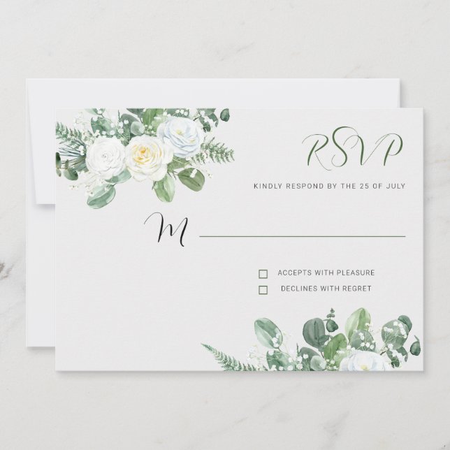Elegante Rosen & Grüne UAWG Einladung (Vorderseite)