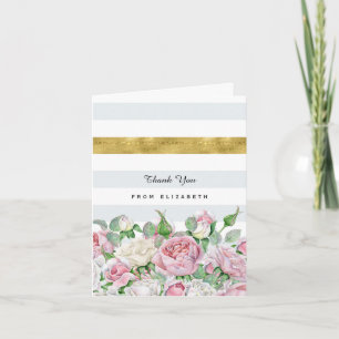 Elegante Rosen mit IMITATE Gold Streifen Vielen Da Dankeskarte