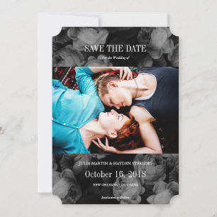 Elegante Rosen Schwarz + Weiß Foto Save-the-Dates Save The Date