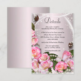 Elegante Rosen und Perlen bei Hochzeiten Begleitkarte