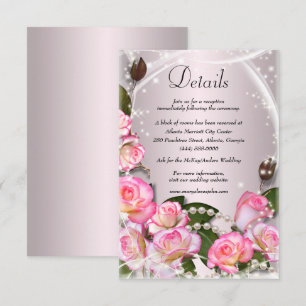 Elegante Rosen und Perlen bei Hochzeiten Begleitkarte