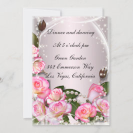 Elegante Rosen und Perlen Empfang-Karte Einladung