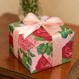 Elegante Rosen Vintage-Blumen  Geschenkpapier