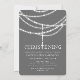 Elegante Rosenbeet-Kreuz-Glitzern-Taufe laden ein Einladung